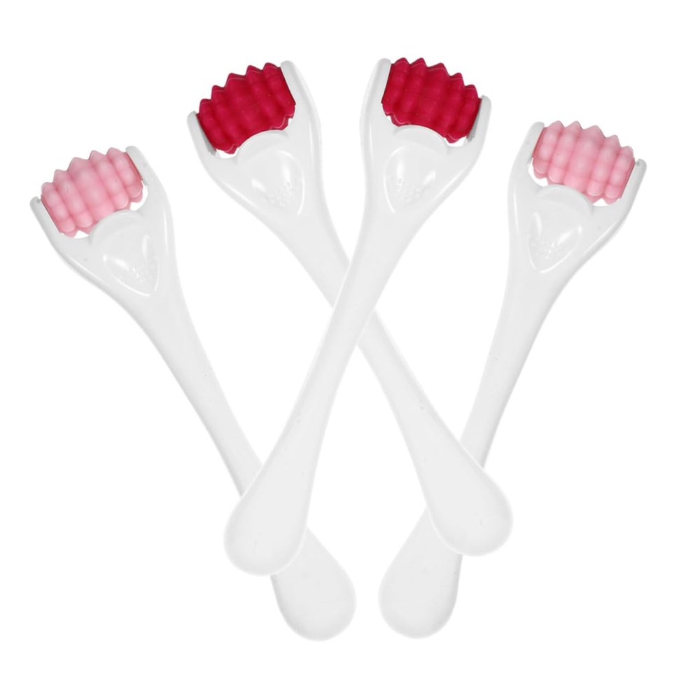 LALADEFIEE 4Pcs Silicone Facial Roller Small Eye Massager Reusable Face Massage Tool for Dark Circles Skincare with Ergonomic Handle and Smooth Surface Suitable for Home and Travel Use