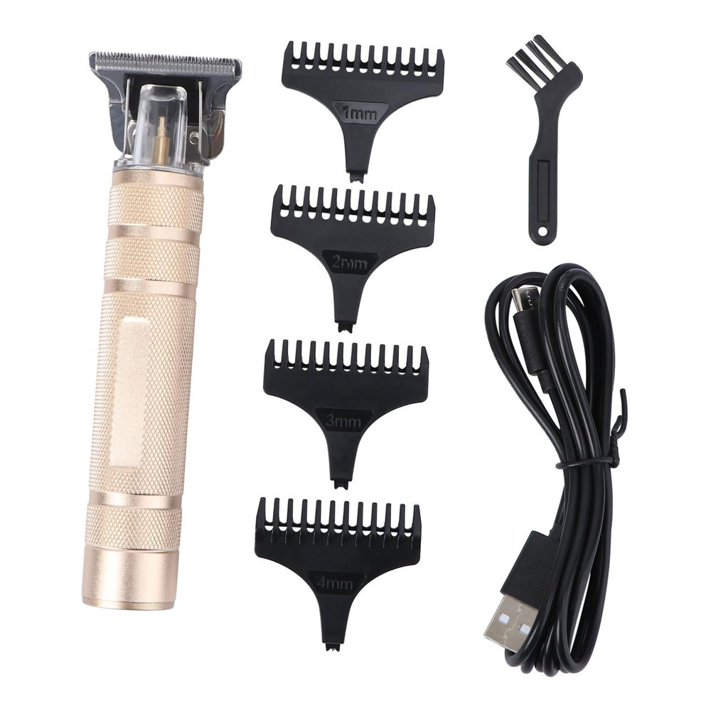 Mikinona Golden USB Rechargeable Hair Trimmer Electric Haircut Supplies Quiet Hair Clipper for Home Barbershop