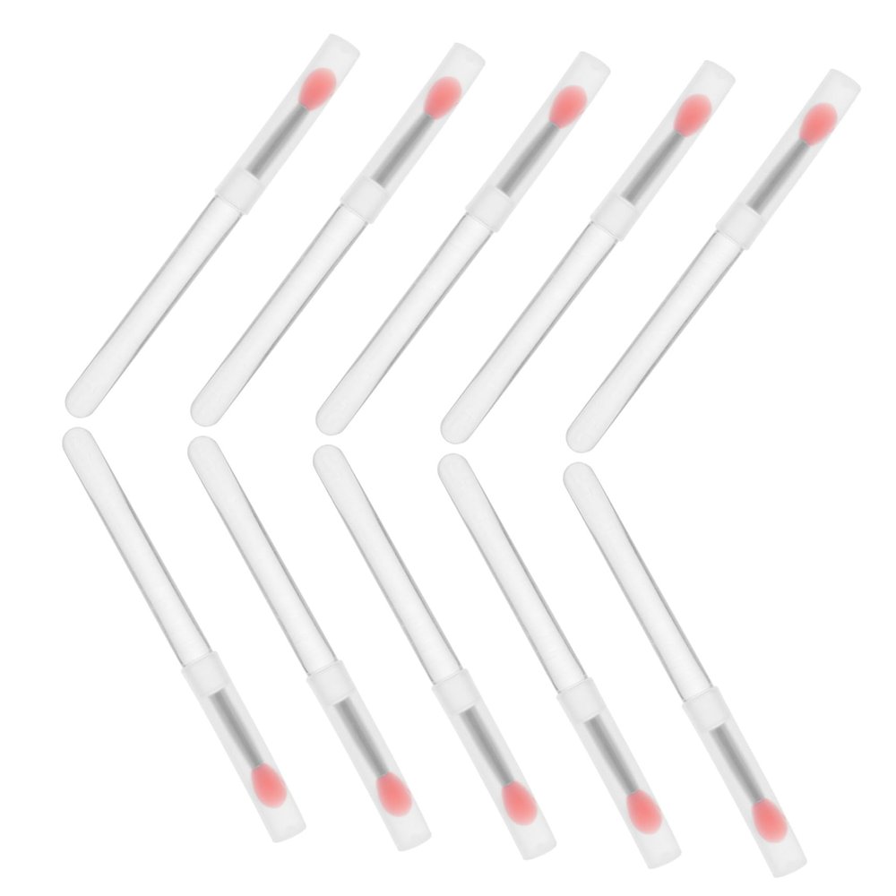 Beatifufu 10pcs Mini Silicone Lip Brush Set with Covers Travel-friendly Lipstick and Lip Gloss Applicators Soft Bristles for Comfortable Application Easy to Clean Reusable Brushes and