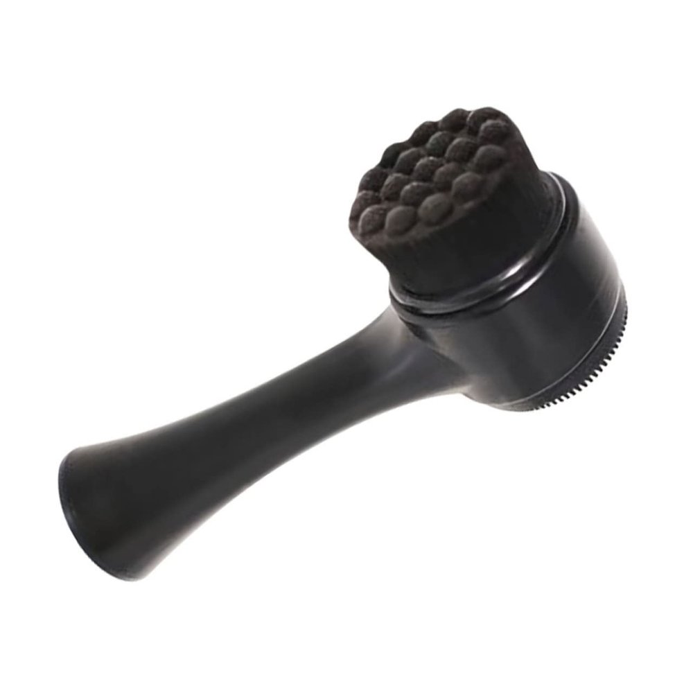 COOLHIYA Multi-Function Household Facial Brush Black Silicone Double-Sided Exfoliating Face Cleaner with Standable Design for Deep Pore Cleansing and Gentle Massage