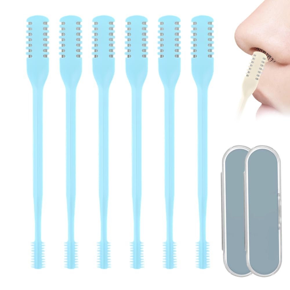 Eadwe Nasal Hair Cutter, Nasal Hairs Remover Tool, 2025 New 360 Rotating Portable Manual Nose Hair Remover, Double Sided Noses Hairs Knife Travel Essentials (Blue, 6Pcs)