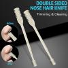 Asddage 4Pcs 2-in-1 Nasal Hair Cutter, Double Sided Nose Hair Trimmer, 360 Nostril Hair Remover Tool, Manual Nose Knife with Soft Cleaning Brush for Men Women(Beige) view 4