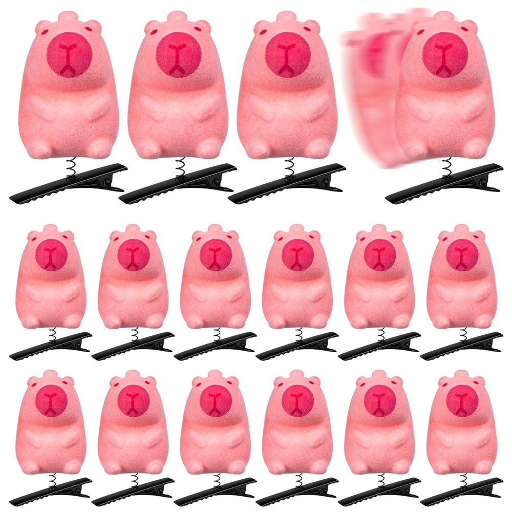 12Pcs Capybara Hair Clip, Cute Pink Sprouts Rave Clips Bulk, Rave Festival Accessories for Party Supplies