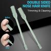 Asddage 4Pcs 2-in-1 Nasal Hair Cutter, Double Sided Nose Hair Trimmer, 360 Nostril Hair Remover Tool, Manual Nose Knife with Soft Cleaning Brush for Men Women(Green) view 4