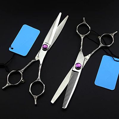 Hair Cutting Scissors, Professional Japan 6 inch Two- Tailed Set Salon Cutting Barber Haircut thinning Shears Hairdressing Scissors by