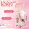 2026 New Ear Piercing Cleaner, Ear Hole Cleaner, 2 in 1 Portable Ear Piercing Cleaning Kit with 240pcs Disposable Ear Piercing Cleaning Floss & 15ml Cleaning Solution, Rose view 2