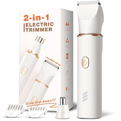 Bikini Trimmer for Women-Electric Razors for Womens Gift Body Hair Trimmer IPX7 Waterproof, Replaceable Ceramic Blade,White