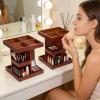 360 Rotating Makeup Organizer - Rustic Wood Storage for Bathroom | Vanity &, Swivel Cosmetic Holder for Perfumes, Skincare, Beauty Accessories view 3