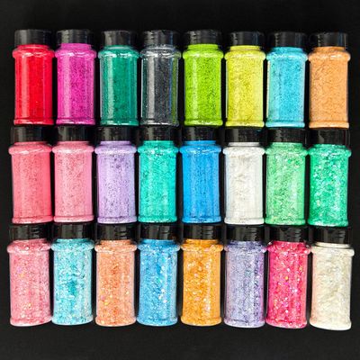 2oz Chunky Glitter for Resin Art 24-Color Sequins for Crafts, Hair Face Body Makeup Nail, DIY Arts and Craft, Party Christmas Decorations
