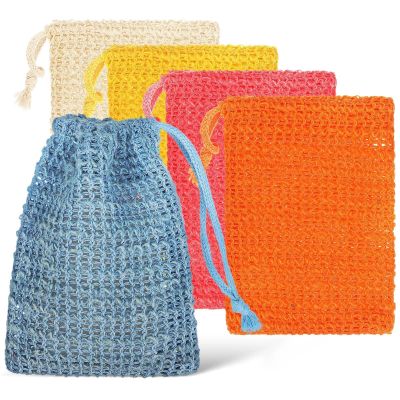 12 Pcs Bar Soap Pouch Cotton Linen Soap Bags in 6 Colors Mesh Drawstring Bath Tools Exfoliating Pouches Reusable Clean