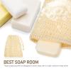 12 Pcs Bar Soap Pouch Cotton Linen Soap Bags in 6 Colors Mesh Drawstring Bath Tools Exfoliating Pouches Reusable Clean view 2