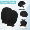 2 Pairs Exfoliating Mitt for Body, Double Sided Exfoliating Glove Body Scrubber, Heavy Shower Gloves for Bodys Scrub, Exfoliates & Removes Dead Ski, Asian Bath Massage Mitts for Women and Men, Black view 3