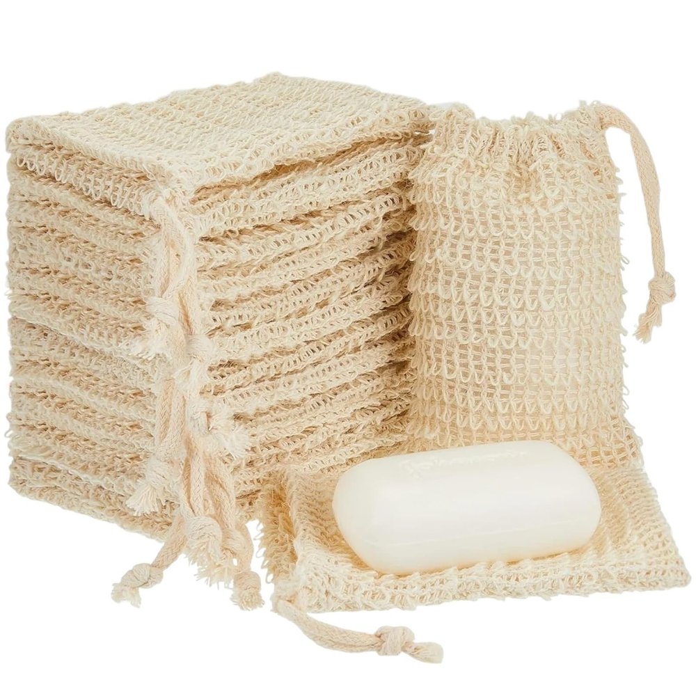 20PCS Bar Soap Pouch Soap Bags for Hotel Natural Soaps Saver Bag with Drawstring Exfoliating Soaps Pouch for Bath Shower