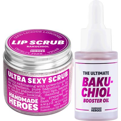 Handmade Heroes Bakuchiol Lip Scrub & The Ultimate Bakuchiol Booster Face Oil - Clean Beauty Vegan Skincare
