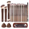 MAANGE Makeup Brush Set 19 PCS Travel Makeup Brushes Eyeshaowder Powder Concealers Foundation Professional Make Up Brush Set with Case (Coffee) view 1