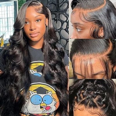 13x6 Body Wave Transparent Lace Front Wigs Human Hair Pre Plucked 180 Density HD Lace Frontal 9A Glueless Wigs with Baby Hair for Women 26Inch