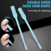 Asddage 4Pcs 2-in-1 Nasal Hair Cutter, Double Sided Nose Hair Trimmer, 360 Nostril Hair Remover Tool, Manual Nose Knife with Soft Cleaning Brush for Men Women(Blue) view 4