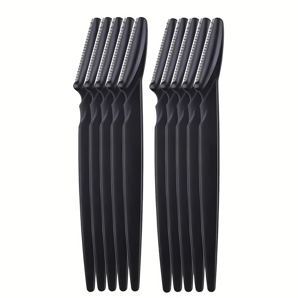 10 Pack Facial Razors for Women Face Shaving and Eyebrow Shaping  Stainless Steel Tools for Peach Fuzz, Lip and Chin Hair Removal, Smooth Skin Trimmer (10pcs black)