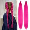 Hot Pink Ponytail Extension with Elastic Tie 2 Pack 28 Inch Straight Synthetic Braiding Hair Extension for Braids Festival Daily Rave Ponytail Extension Hair Accessories view 1