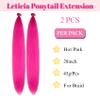 Hot Pink Ponytail Extension with Elastic Tie 2 Pack 28 Inch Straight Synthetic Braiding Hair Extension for Braids Festival Daily Rave Ponytail Extension Hair Accessories view 2