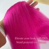 Hot Pink Ponytail Extension with Elastic Tie 2 Pack 28 Inch Straight Synthetic Braiding Hair Extension for Braids Festival Daily Rave Ponytail Extension Hair Accessories view 3