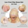 MLCAGATE 613 13X6 Hd Lace Front Wigs Human Hair 26 Inch Glueless Full Frontal 220% Density Body Wave Blonde Wig Human Hair Triple Lifespan 3X No Tangle No Shedding No Synthetic view 3