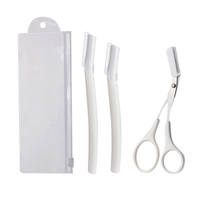 Domary 3PCS Eyebrow Trimming Setsafetyty Eyebrow Razor Brow Trimming Scissors Eyebrow Grooming Tools Eyebrow Trimmer Shaver
