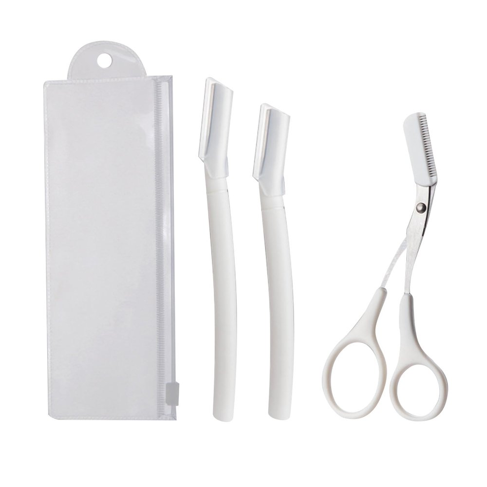 Domary 3PCS Eyebrow Trimming Setsafetyty Eyebrow Razor Brow Trimming Scissors Eyebrow Grooming Tools Eyebrow Trimmer Shaver