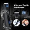 Domary Men's Body Hair Trimmer Rechargeable Hair Shaver Grooming Tool for Men with Large Screen Display IPX7 Waterproof Whole Body Washable with Stand view 2