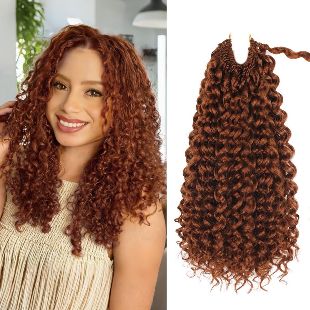 120 Strands Curly Crochet Hair Gogo Curl Pure Protein Fiber Close to Human Hair 14 Inch Pre looped Deep Wave Curly Crochet Hair For Black Women Beach Curl Twist Braiding Hair Extensions (14inch 350#)