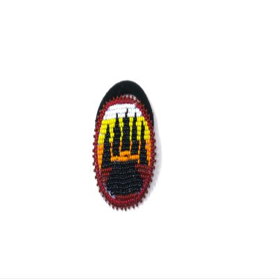 Beaded Hair Clips Native American Style Handmade Collection (Ponytail Brown Bear-paw)