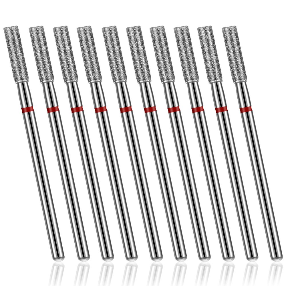 10Pcs Nail Drill Bits, 3/32'' Safety Cuticle Bits Set Diamond Nails Drills Bit for Electric Nails File, Manicure & Pedicure Polishing Kit Professional Use, 1.770.08 inches/ 4.50.2 cm