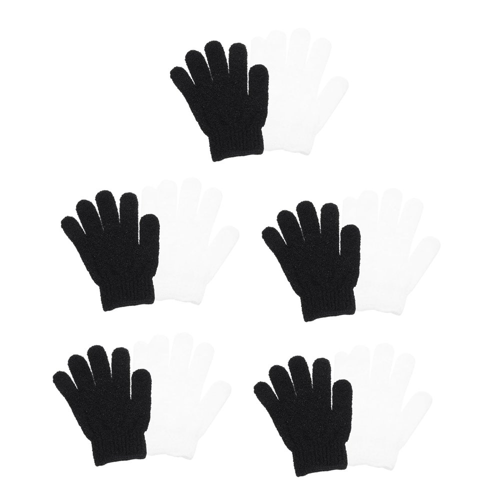 Beatifufu 10Pcs Five-fingers Bath Exfoliating Gloves Body Shower Scrubbing Mitts for Skin Cleaning Lightweight for Home Hotel Dormitory Use