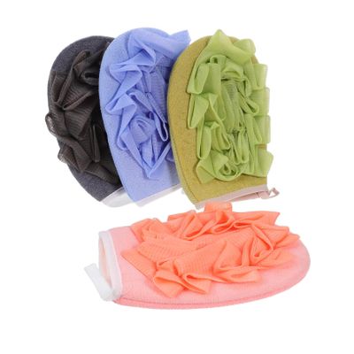 COOLHIYA 4Pcs Dual-sided Body Scrub Balls Exfoliating Shower Gloves for Smooth Skin Bathroom Supply in Pink Blue Green Gray