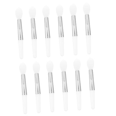 COOLHIYA 12pcs Portable Silicone Lipstick Applicator Brushes Single Head Lip Balm Makeup Brush Set for Precise Lip Lining and Smooth Color Application White Handle Travel-friendly Design