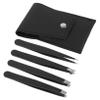 Anneome Stainless Steel Eyelash Applicator Tweezers with Leather Case Multi-purpose Precision Grooming Tools for Eyebrow Shaping Beard Trimming and Hair Removal Portable Travel Kit for Men view 1