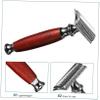 Gogogmee Men Manual Safety Razor with Ergonomic Wood Handle Interchangeable Blades for Precise Beard Shaving Portable Handheld Shaver Tool for Comfortable Grooming view 3