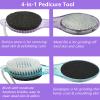 YIOYOODA Foot File Callus Remover 4-in-1, Feet Scraper Pedicure Tools with Pumice Stone, Scrubber Brush, Foot Rasp and Sand Paper, Double Sided Multi Purpose, Clear Blue and Purple view 2