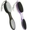 YIOYOODA Foot File Callus Remover 4-in-1, Feet Scraper Pedicure Tools with Pumice Stone, Scrubber Brush, Foot Rasp and Sand Paper, Double Sided Multi Purpose, Clear Black and Purple view 1