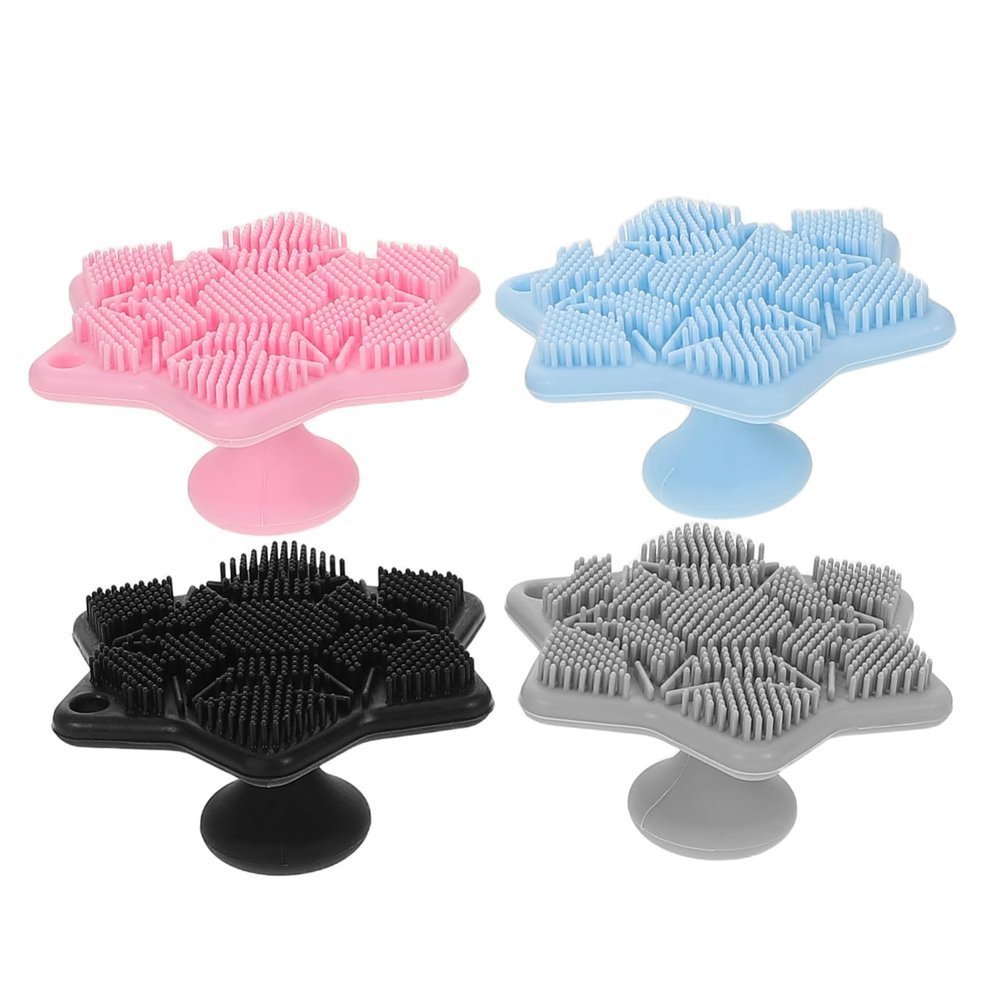 LIFKOME 4pcs Silicone Face Exfoliator Scrubber Soft Bristle Facial Cleansing Brush Manual Skin Care Tool for Deep Pore Cleaning and Gentle Massage Suitable for Sensitive Skin