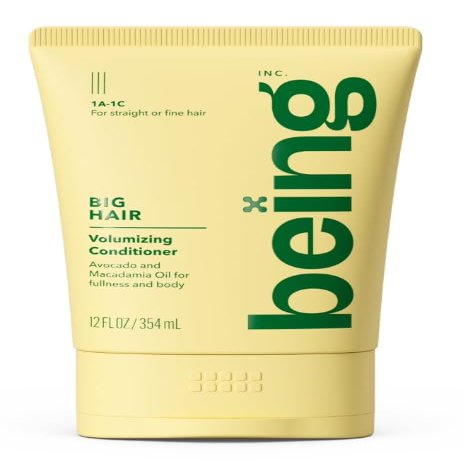 Being Big Hair Volumizing Conditioner for Straight and Fine Hair with Avocado and Macadamia Oil, 12 fl oz (pack of 1)