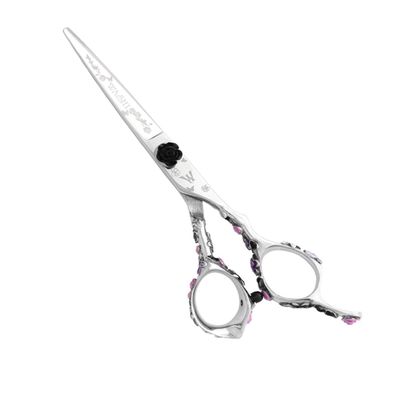 Washi Rosebud Black Stone 6.0" Japanese 440C Steel Shear With Black Razor