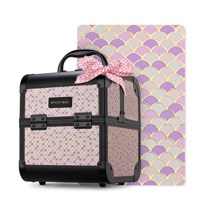 BYOOTIQUE Makeup Train Case with Mirror Cosmetic Box for Nail Art Deco Tyrian