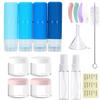 18 packs of toiletries travel bottles, TSA Approval silicone travel containers, leak proof refillable shampoo and conditioner are essential for travel, fitness, business trips, office use(blue) view 1