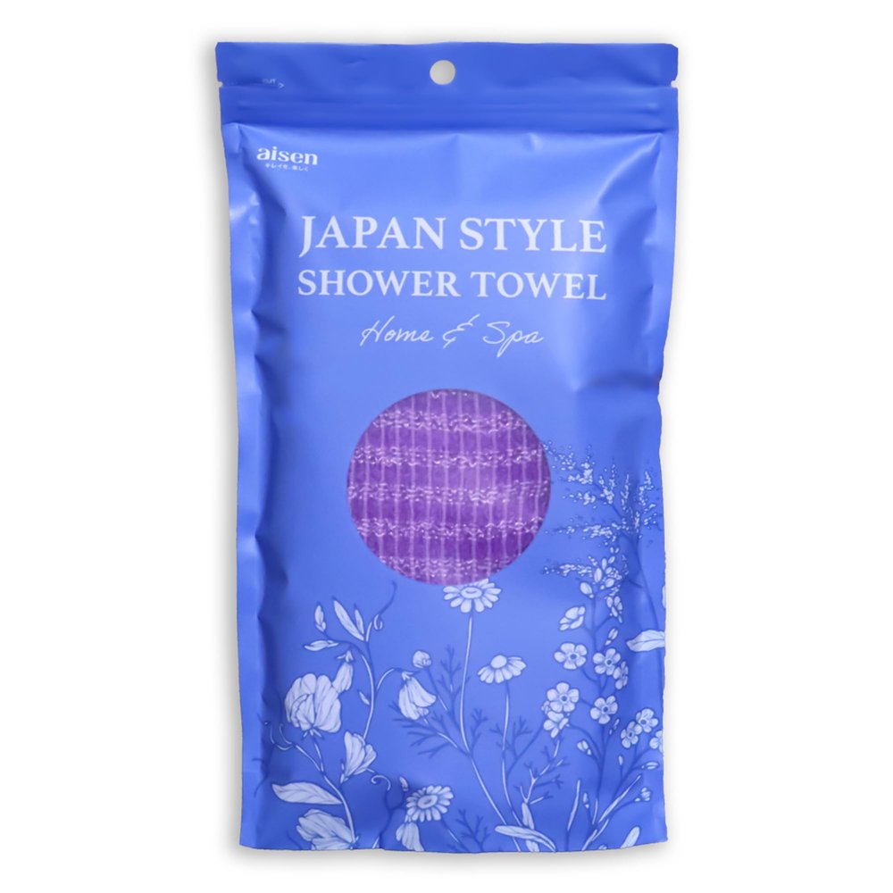 aisen Japan - Gentle Exfoliating Shower Towel, Ultra-Soft Japanese Nylon Body Scrubber, Long 47" Back Towel, Quick-Dry, Colorfast & Odor-Resistant, Made in Japan | Home & Spa