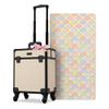 BYOOTIQUE Rolling Makeup Train Case on Wheels Cosmetic Trolley Art Deco Pastel view 1