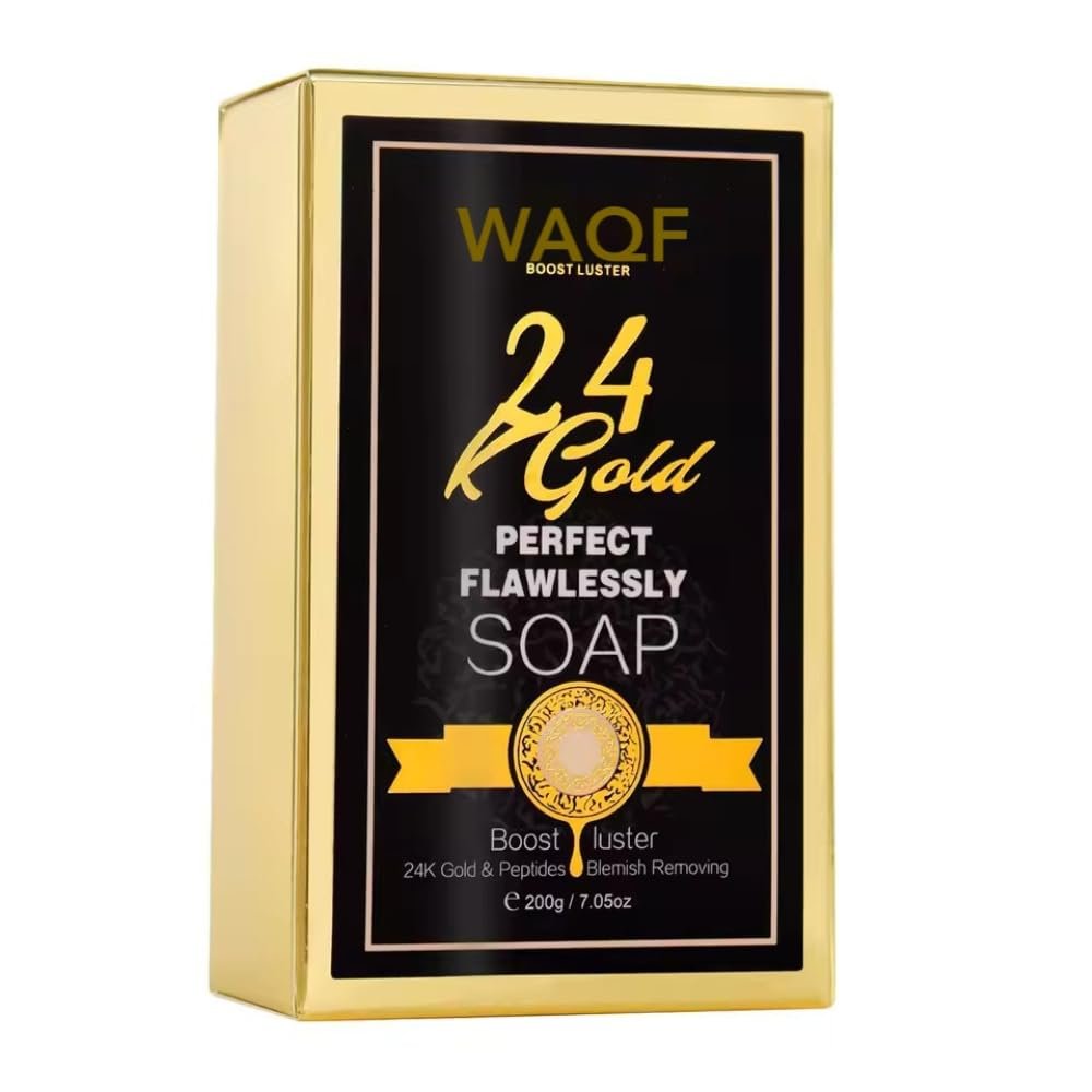 24K Gold Charcoal Soap Bar 5-Pack (200g Each)  Oil Control, Gentle Exfoliating, Brightening Face & Body Cleanse | Natural Black Soap Bar with Bamboo Charcoal & 24K Gold Flakes
