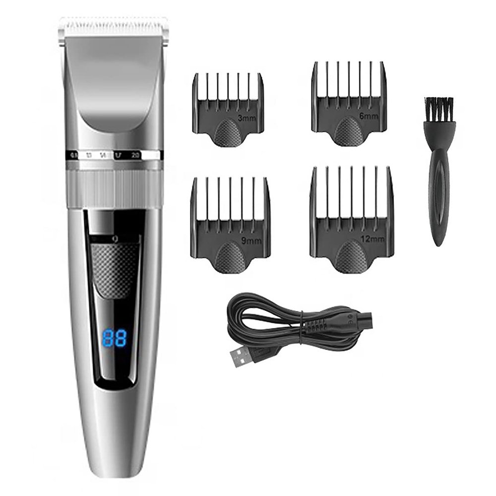 QDKVTNDJZ Pro Hair Clipper, Hair Clippers Cordless Ceramic Blade Hair Trimmer Electric Professional Hair Cutting Grooming Kit Rechargeable LED Display