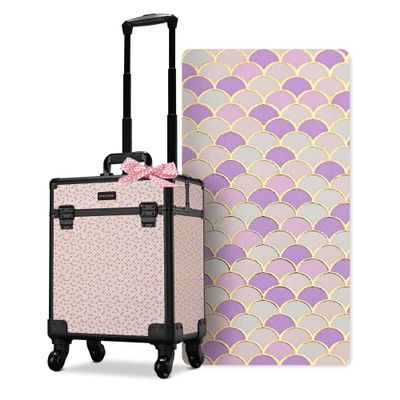 BYOOTIQUE Cosmetology Case on Wheels Cosmetic Trolley Travel Art Deco Tyrian