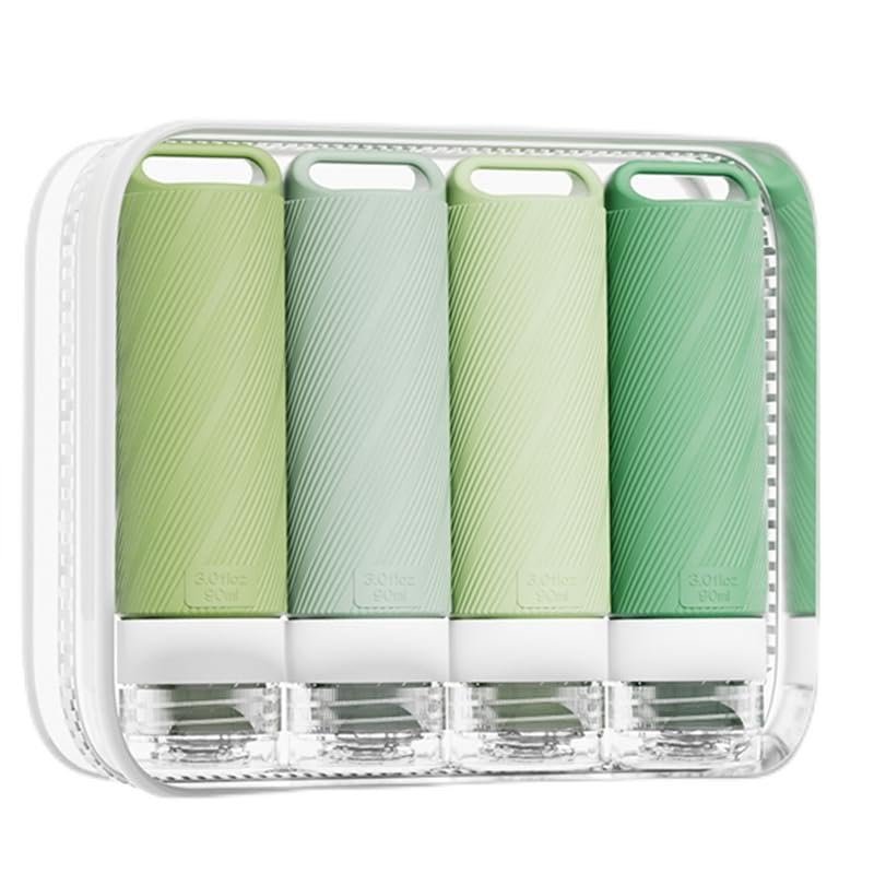 5 packs of toiletries travel bottles, TSA Approval silicone travel containers, leak proof refillable shampoo and conditioner are essential for travel, fitness, business trips, office use(green)